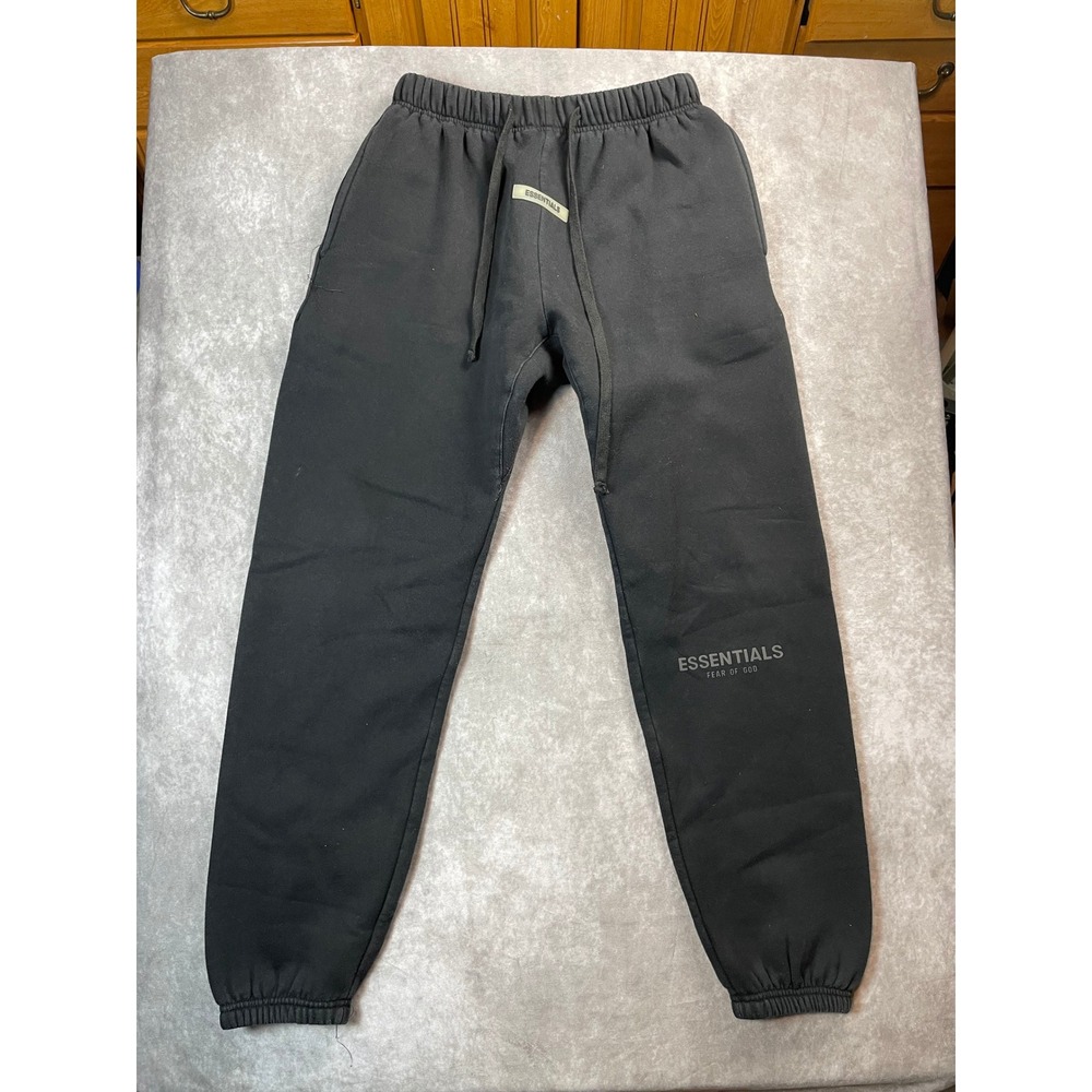 Fear of God Essentials Mens Black Fleece Jogger Sweatpants Size M Logo Pants